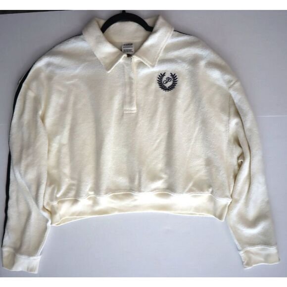 PINK x Victoria's Secret Women's Sz 2XL Cream Reverse Fleece Cropped Sweatshirt - Picture 6 of 7